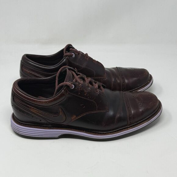 Nike Lunar Clayton Golf Shoes Mens 10.5 Burgundy Leather Spikeless 628535-600 - Picture 3 of 16